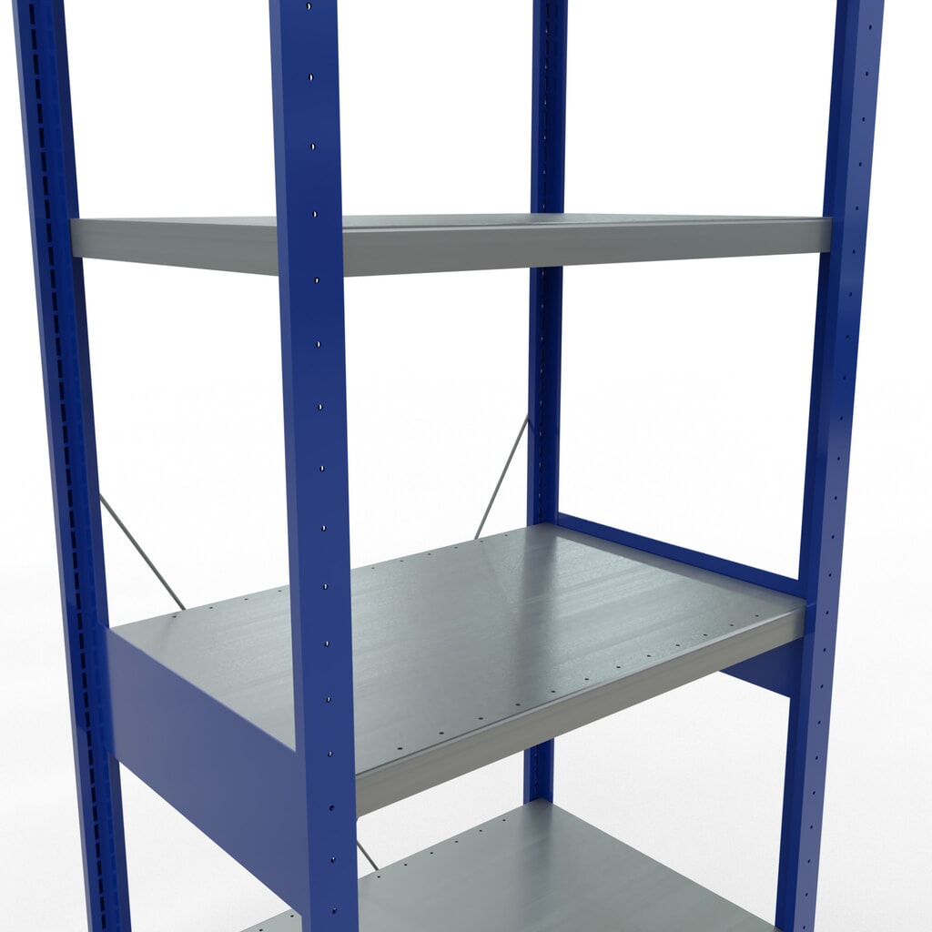 Policový regál SCHULTE, hořcová modř / pozink, nosnost police 250 kg, VxŠxH 2500 x 810 x 536 mm Číslo obrázku produktu 5: Policový regál SCHULTE, hořcová modř / pozink, nosnost police 250 kg, VxŠxH 2500 x 810 x 536 mm