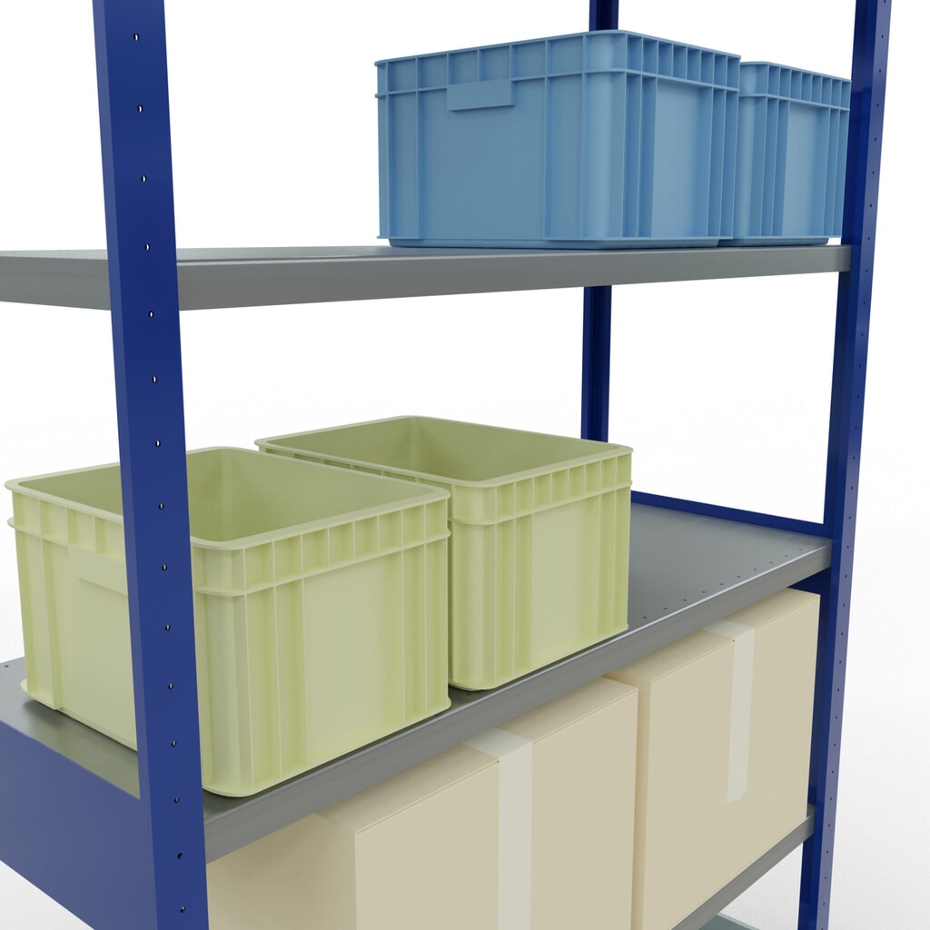 Policový regál SCHULTE, hořcová modř / pozink, nosnost police 250 kg, VxŠxH 2500 x 1360 x 536 mm Číslo obrázku produktu 4: Policový regál SCHULTE, hořcová modř / pozink, nosnost police 250 kg, VxŠxH 2500 x 1360 x 536 mm