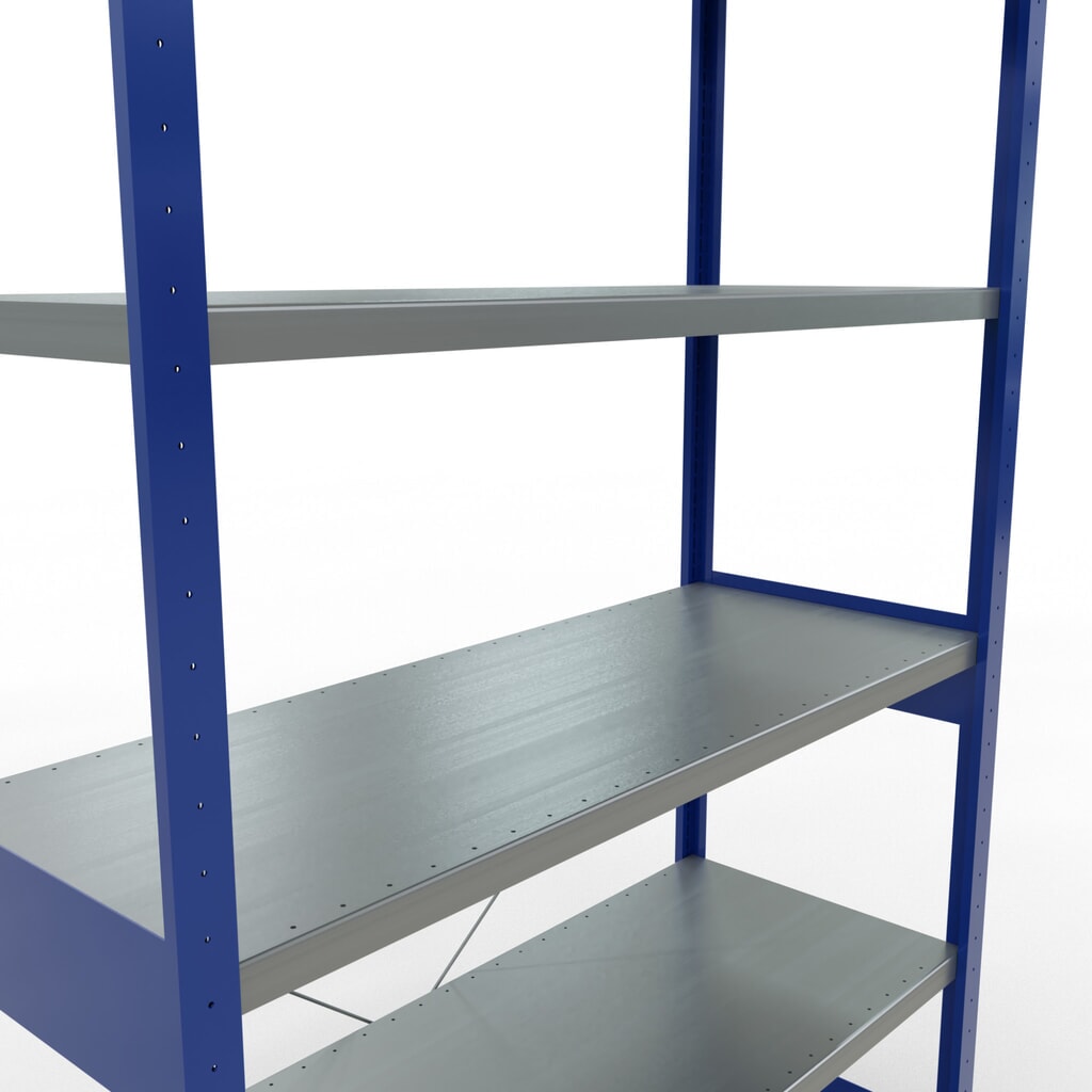 Policový regál SCHULTE, hořcová modř / pozink, nosnost police 250 kg, VxŠxH 2500 x 1360 x 536 mm Číslo obrázku produktu 5: Policový regál SCHULTE, hořcová modř / pozink, nosnost police 250 kg, VxŠxH 2500 x 1360 x 536 mm
