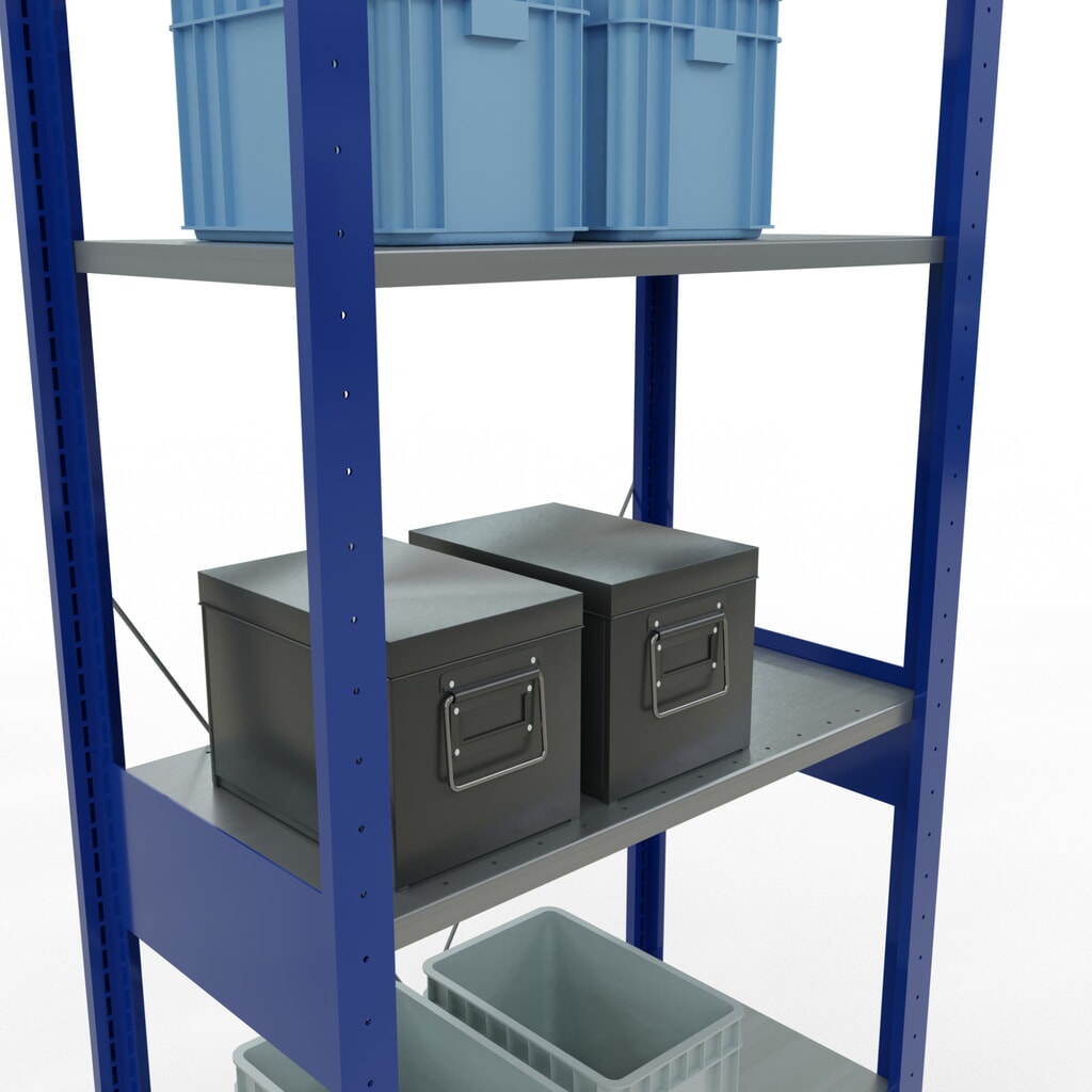 Policový regál SCHULTE, hořcová modř / pozink, nosnost police 150 kg, VxŠxH 2500 x 810 x 436 mm Číslo obrázku produktu 4: Policový regál SCHULTE, hořcová modř / pozink, nosnost police 150 kg, VxŠxH 2500 x 810 x 436 mm