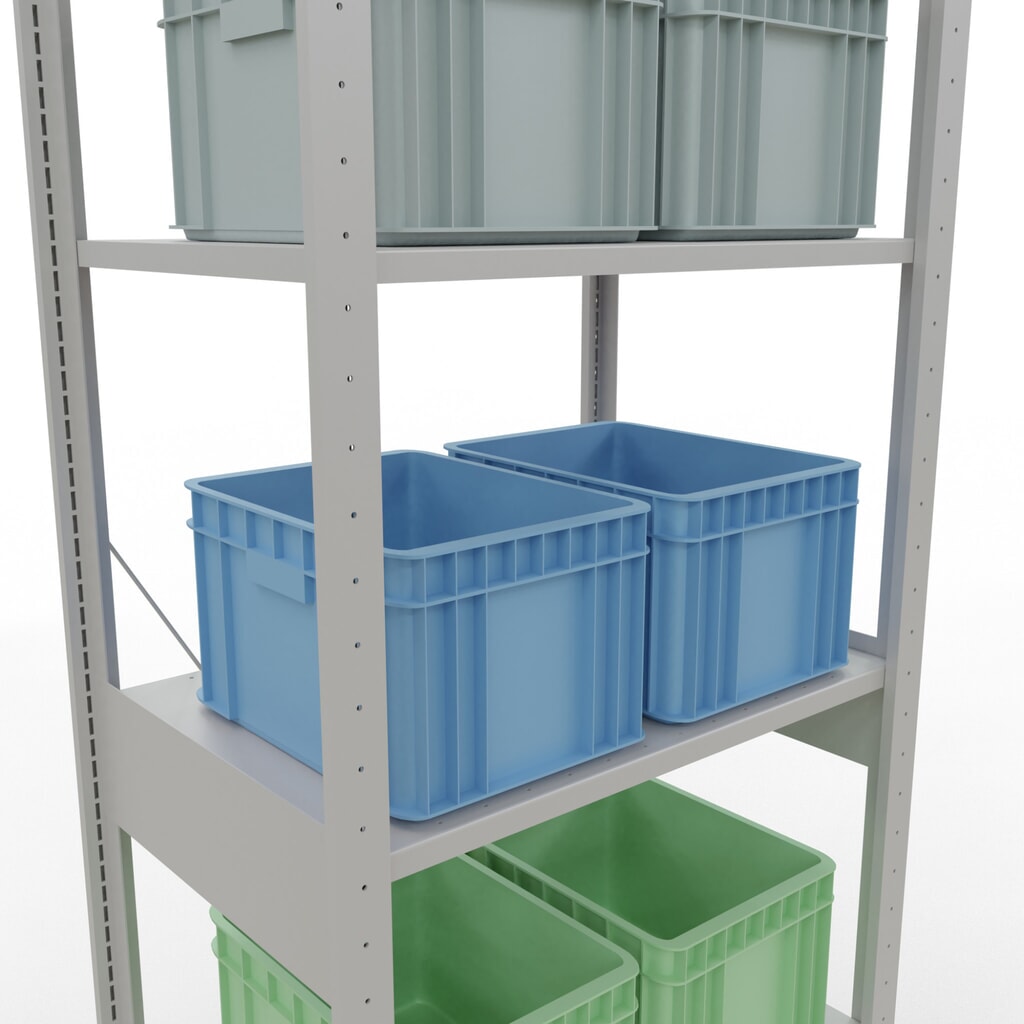 Policový regál SCHULTE, šeď světlá, nosnost police 150 kg, VxŠxH 2500 x 810 x 536 mm Číslo obrázku produktu 4: Policový regál SCHULTE, šeď světlá, nosnost police 150 kg, VxŠxH 2500 x 810 x 536 mm