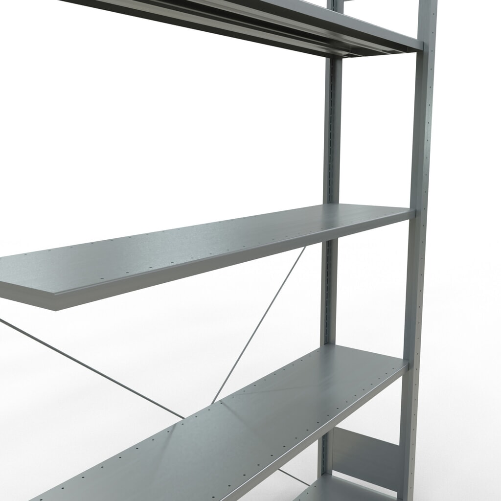 Policový regál SCHULTE zasouvací systém, přídavné pole, nosnost police 150 kg, pozinkovaný, VxŠxH 2000 x 1300 x 300 mm Číslo obrázku produktu 2: Policový regál SCHULTE zasouvací systém, přídavné pole, nosnost police 150 kg, pozinkovaný, VxŠxH 2000 x 1300 x 300 mm