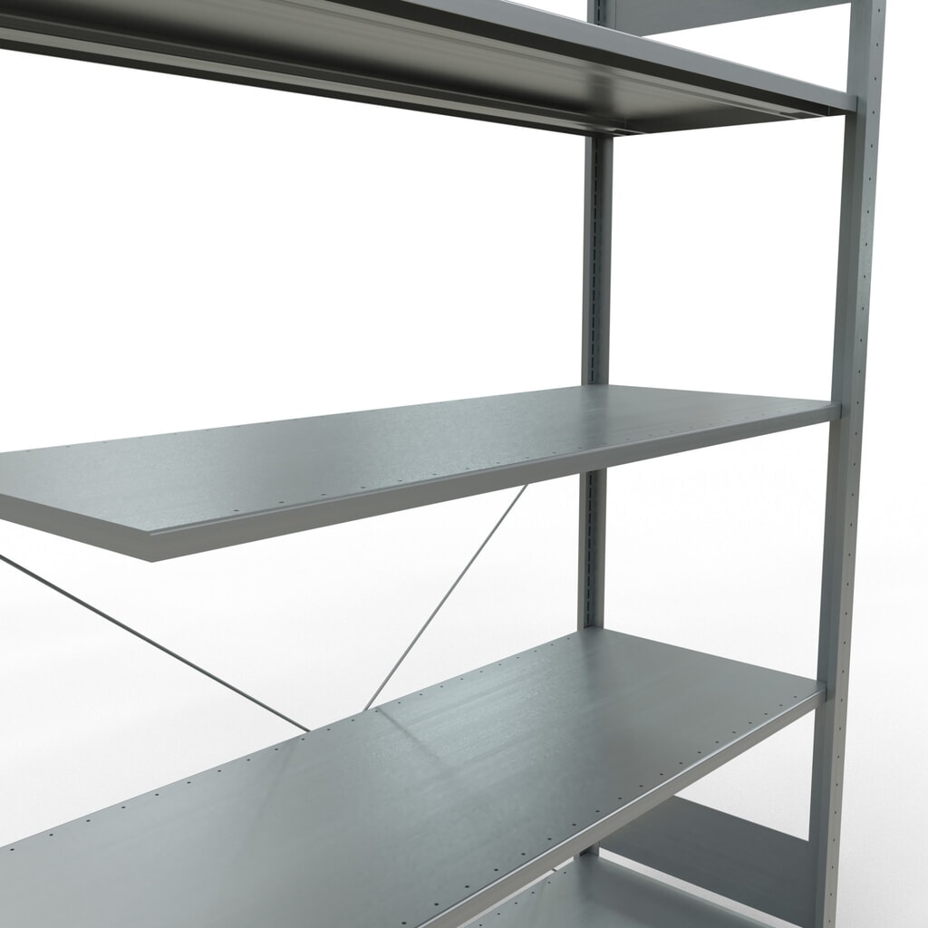Policový regál SCHULTE zasouvací systém, přídavné pole, nosnost police 150 kg, pozinkovaný, VxŠxH 2000 x 1300 x 500 mm Číslo obrázku produktu 5: Policový regál SCHULTE zasouvací systém, přídavné pole, nosnost police 150 kg, pozinkovaný, VxŠxH 2000 x 1300 x 500 mm