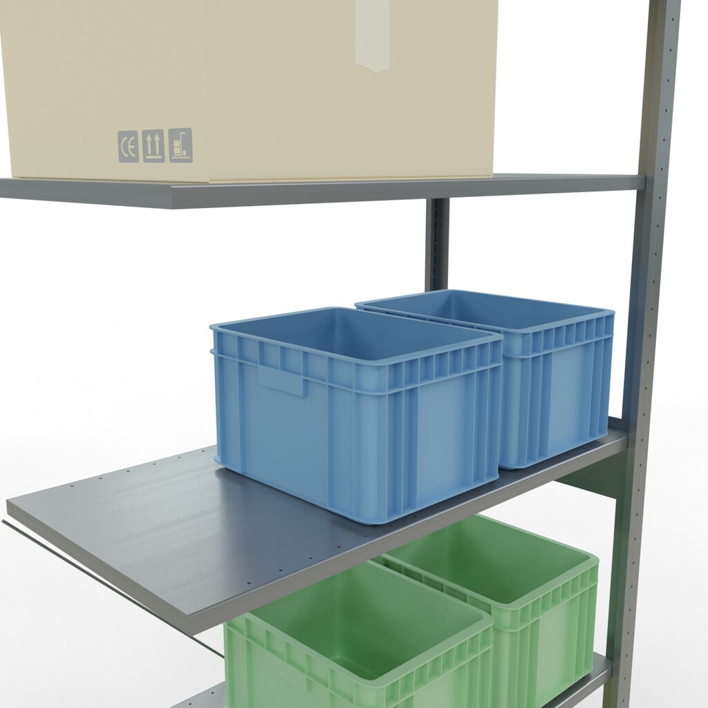 Policový regál SCHULTE zasouvací systém, přídavné pole, nosnost police 150 kg, pozinkovaný, VxŠxH 2500 x 1000 x 500 mm Číslo obrázku produktu 4: Policový regál SCHULTE zasouvací systém, přídavné pole, nosnost police 150 kg, pozinkovaný, VxŠxH 2500 x 1000 x 500 mm