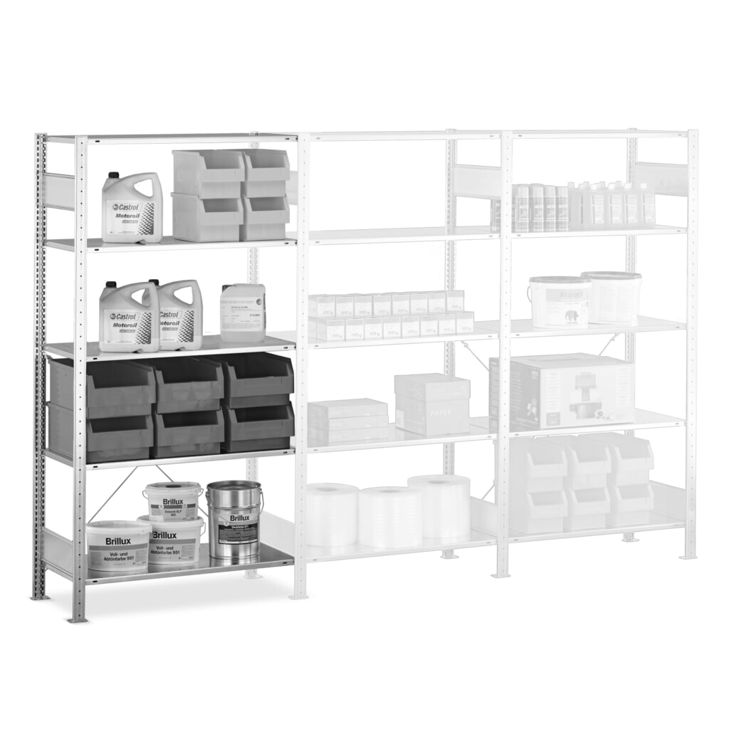Číslo obrázku produktu 6: Policový regál SCHULTE zasouvací systém, přídavné pole, nosnost police 150 kg, pozinkovaný, VxŠxH 2000 x 1300 x 300 mm