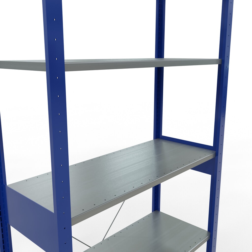 Policový regál SCHULTE, hořcová modř / pozink, nosnost police 150 kg, VxŠxH 2500 x 1 060 x 436 mm Číslo obrázku produktu 2: Policový regál SCHULTE, hořcová modř / pozink, nosnost police 150 kg, VxŠxH 2500 x 1 060 x 436 mm