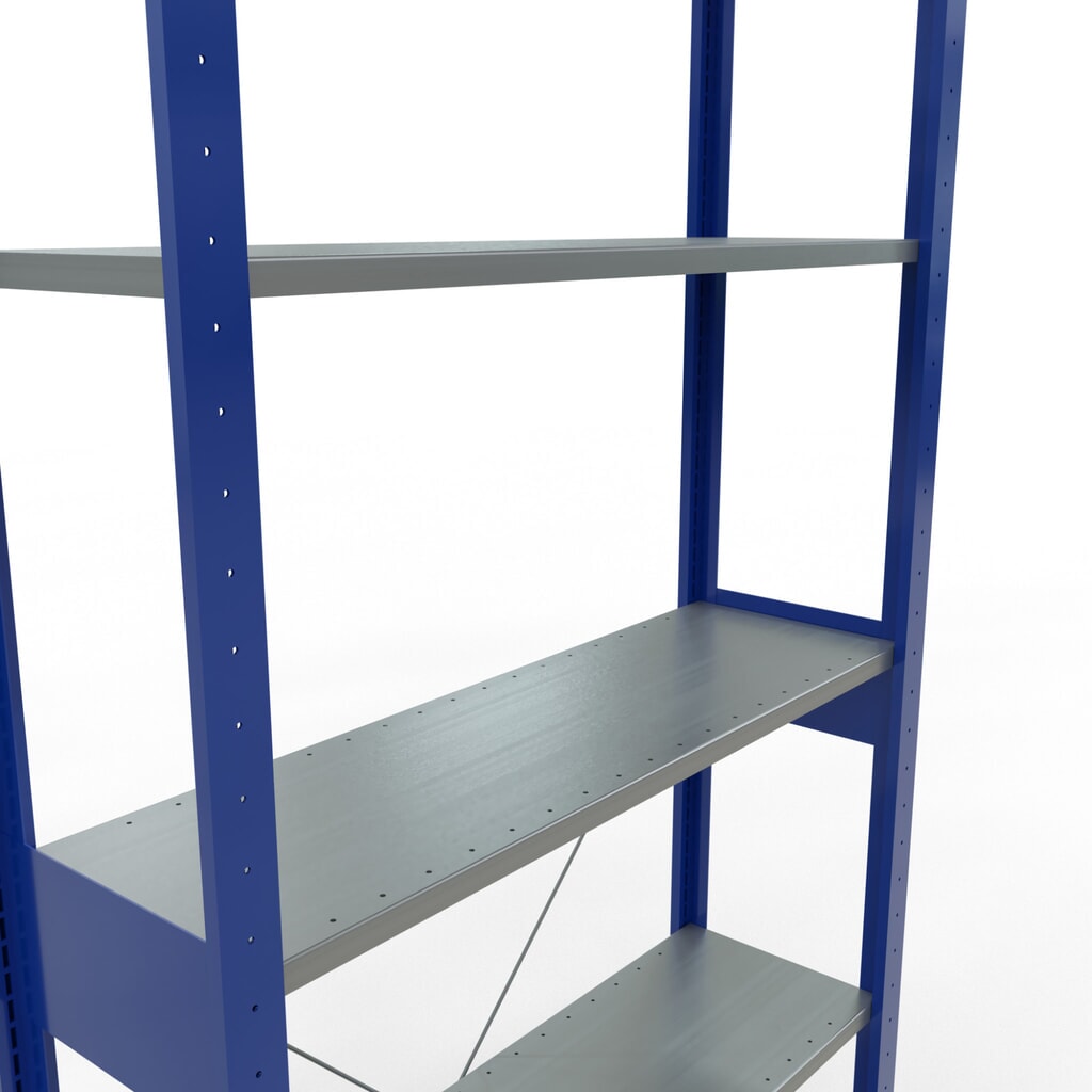 Policový regál SCHULTE, hořcová modř / pozink, nosnost police 150 kg, VxŠxH 2500 x 1 060 x 336 mm Číslo obrázku produktu 2: Policový regál SCHULTE, hořcová modř / pozink, nosnost police 150 kg, VxŠxH 2500 x 1 060 x 336 mm