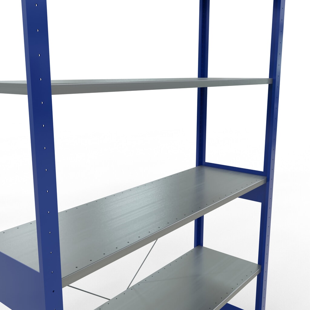 Číslo obrázku produktu 5: Policový regál SCHULTE, hořcová modř / pozink, nosnost police 150 kg, VxŠxH 2500 x 1 360 x 436 mm
