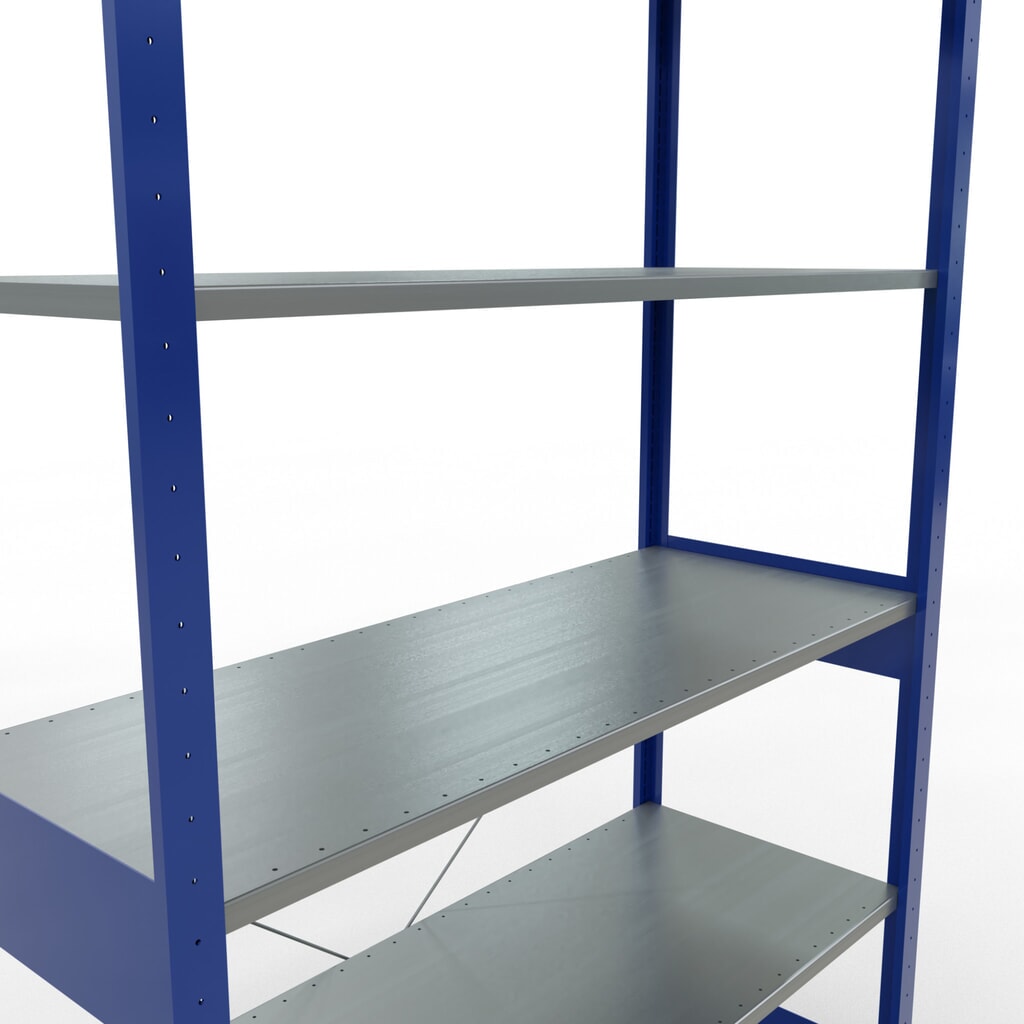 Policový regál SCHULTE, hořcová modř / pozink, nosnost police 150 kg, VxŠxH 2500 x 1 360 x 536 mm Číslo obrázku produktu 5: Policový regál SCHULTE, hořcová modř / pozink, nosnost police 150 kg, VxŠxH 2500 x 1 360 x 536 mm