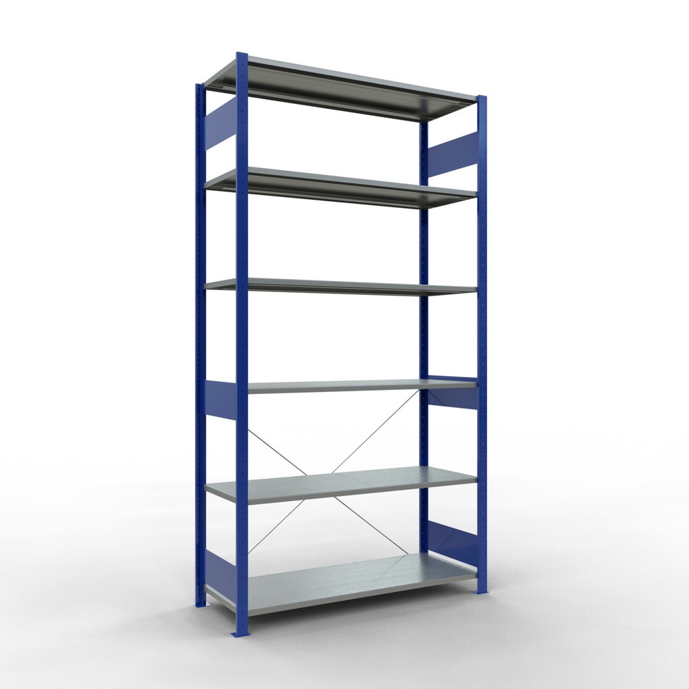 Obrázek produktu: Policový regál SCHULTE, hořcová modř / pozink, nosnost police 150 kg, VxŠxH 2500 x 1 360 x 536 mm