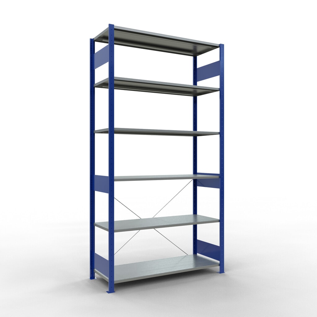 Obrázek produktu: Policový regál SCHULTE, hořcová modř / pozink, nosnost police 150 kg, VxŠxH 2500 x 1 360 x 536 mm