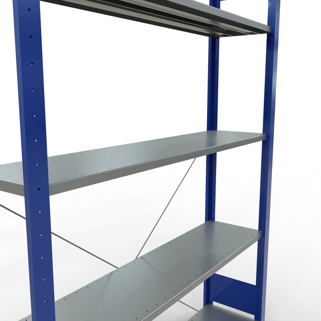 Číslo obrázku produktu 2: Policový regál SCHULTE, hořcová modř / pozink, 5 polic z ocelového plechu, nosnost police 150 kg, VxŠxH 2000 x 1 360 x 336 mm