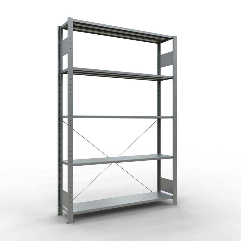 Obrázek produktu: Policový regál SCHULTE, pozink, 5 polic z ocelového plechu, nosnost police 150 kg, VxŠxH 2000 x 1360 x 336 mm