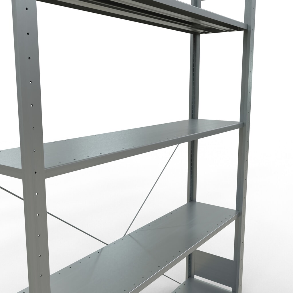 Číslo obrázku produktu 2: Policový regál SCHULTE, pozink, 5 polic z ocelového plechu, nosnost police 150 kg, VxŠxH 2000 x 1360 x 336 mm