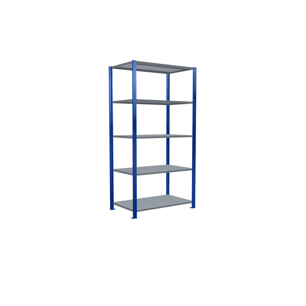 Číslo obrázku produktu 5: Policový regál SCHULTE, hořcová modř / pozink, 5 polic z ocelového plechu, nosnost police 150 kg, VxŠxH 2000 x 1 060 x 636 mm