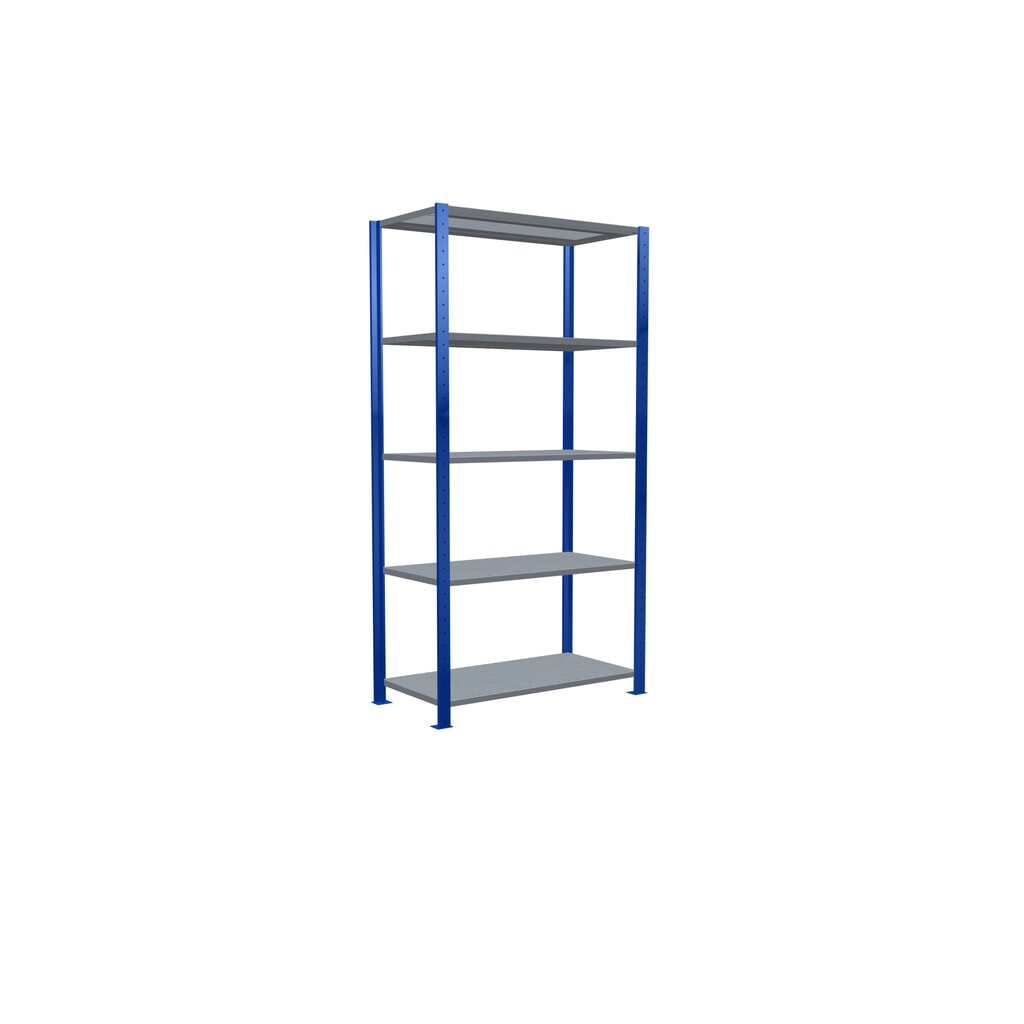 Číslo obrázku produktu 5: Policový regál SCHULTE, hořcová modř / pozink, 5 polic z ocelového plechu, nosnost police 150 kg, VxŠxH 2000 x 1 060 x 536 mm