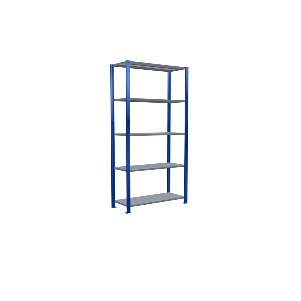 Policový regál SCHULTE, hořcová modř / pozink, 5 polic z ocelového plechu, nosnost police 150 kg, VxŠxH 2000 x 1 060 x 436 mm Číslo obrázku produktu 5: Policový regál SCHULTE, hořcová modř / pozink, 5 polic z ocelového plechu, nosnost police 150 kg, VxŠxH 2000 x 1 060 x 436 mm