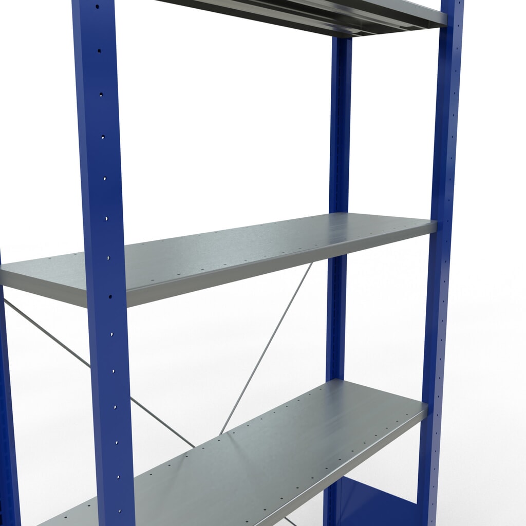 Číslo obrázku produktu 2: Policový regál SCHULTE, hořcová modř / pozink, 5 polic z ocelového plechu, nosnost police 150 kg, VxŠxH 2000 x 1 060 x 336 mm