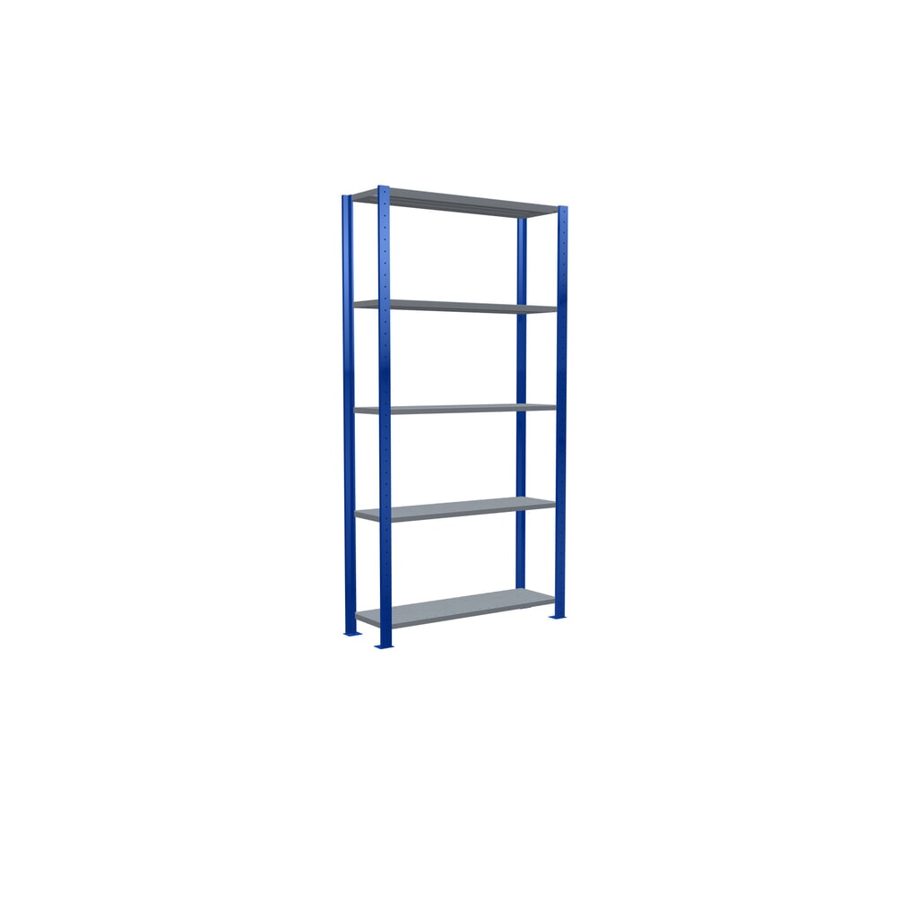 Policový regál SCHULTE, hořcová modř / pozink, 5 polic z ocelového plechu, nosnost police 150 kg, VxŠxH 2000 x 1 060 x 336 mm Číslo obrázku produktu 5: Policový regál SCHULTE, hořcová modř / pozink, 5 polic z ocelového plechu, nosnost police 150 kg, VxŠxH 2000 x 1 060 x 336 mm