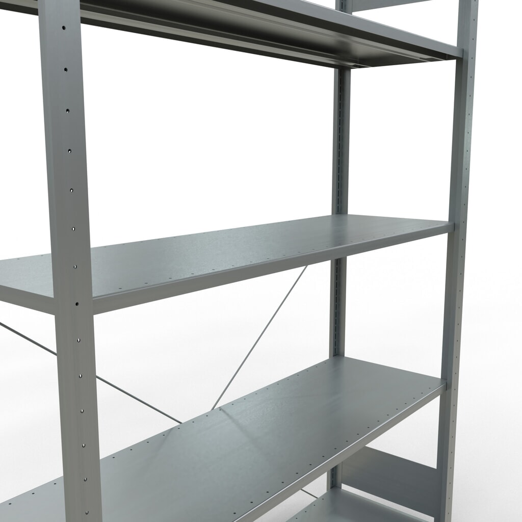Číslo obrázku produktu 5: Policový regál SCHULTE, pozink, 5 polic z ocelového plechu, nosnost police 150 kg, VxŠxH 2000 x 1360 x 436 mm
