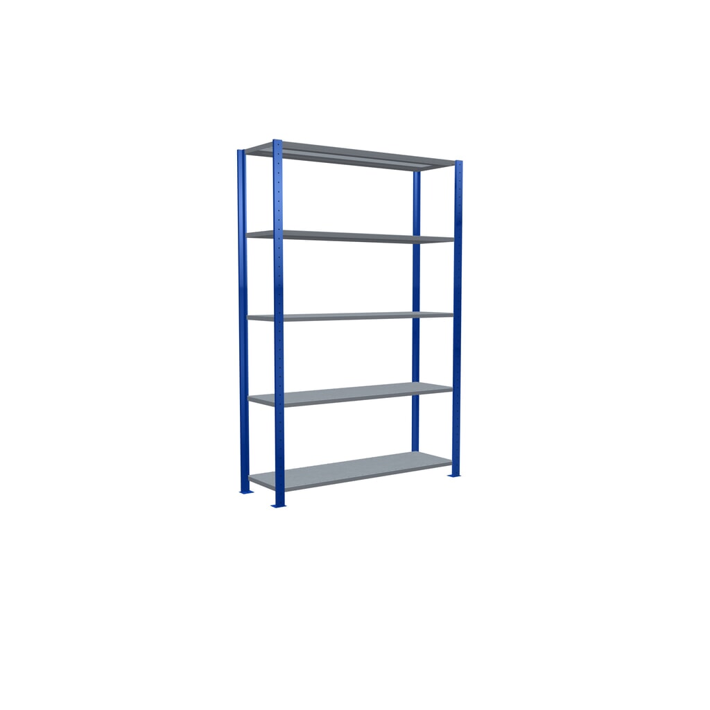 Číslo obrázku produktu 2: Policový regál SCHULTE, hořcová modř / pozink, 5 polic z ocelového plechu, nosnost police 150 kg, VxŠxH 2000 x 1 360 x 436 mm