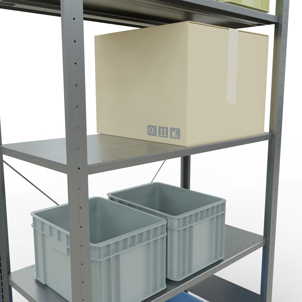 Číslo obrázku produktu 4: Policový regál SCHULTE, pozink, 5 polic z ocelového plechu, nosnost police 150 kg, VxŠxH 2000 x 1060 x 536 mm