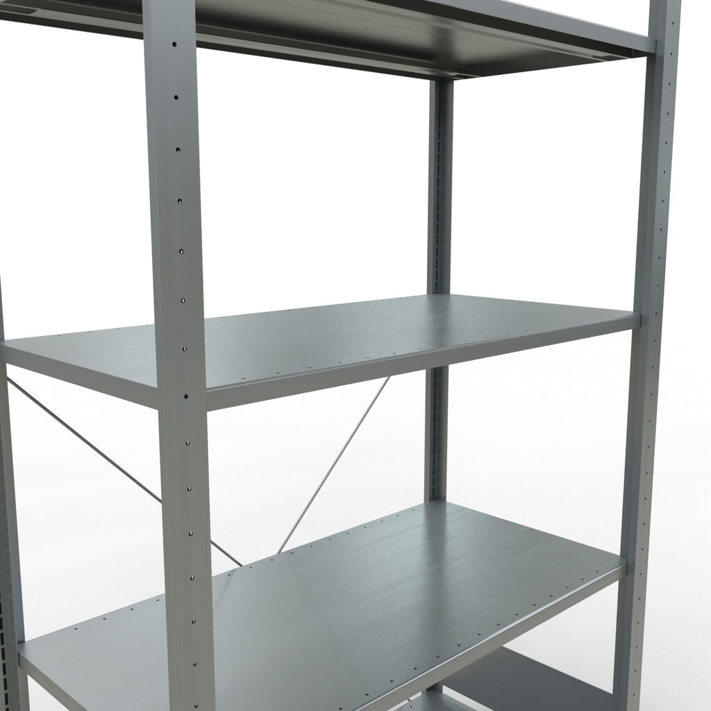 Policový regál SCHULTE, pozink, 5 polic z ocelového plechu, nosnost police 150 kg, VxŠxH 2000 x 1060 x 536 mm Číslo obrázku produktu 5: Policový regál SCHULTE, pozink, 5 polic z ocelového plechu, nosnost police 150 kg, VxŠxH 2000 x 1060 x 536 mm