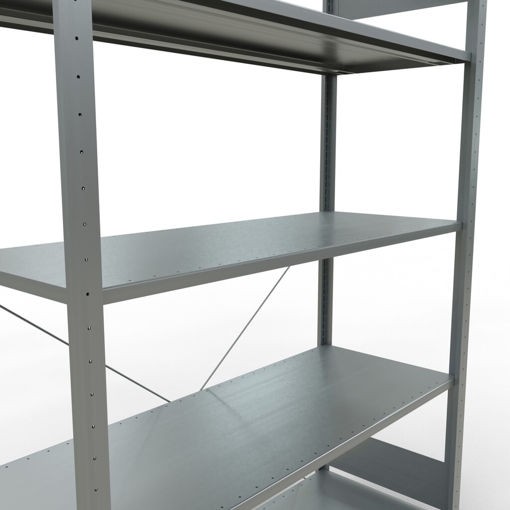 Číslo obrázku produktu 5: Policový regál SCHULTE, pozink, 5 polic z ocelového plechu, nosnost police 150 kg, VxŠxH 2000 x 1360 x 536 mm