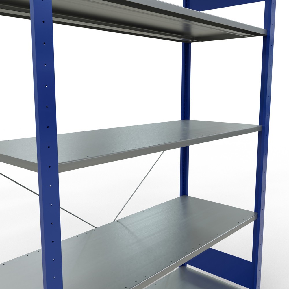 Číslo obrázku produktu 5: Policový regál SCHULTE, hořcová modř / pozink, 5 polic z ocelového plechu, nosnost police 150 kg, VxŠxH 2000 x 1 360 x 536 mm
