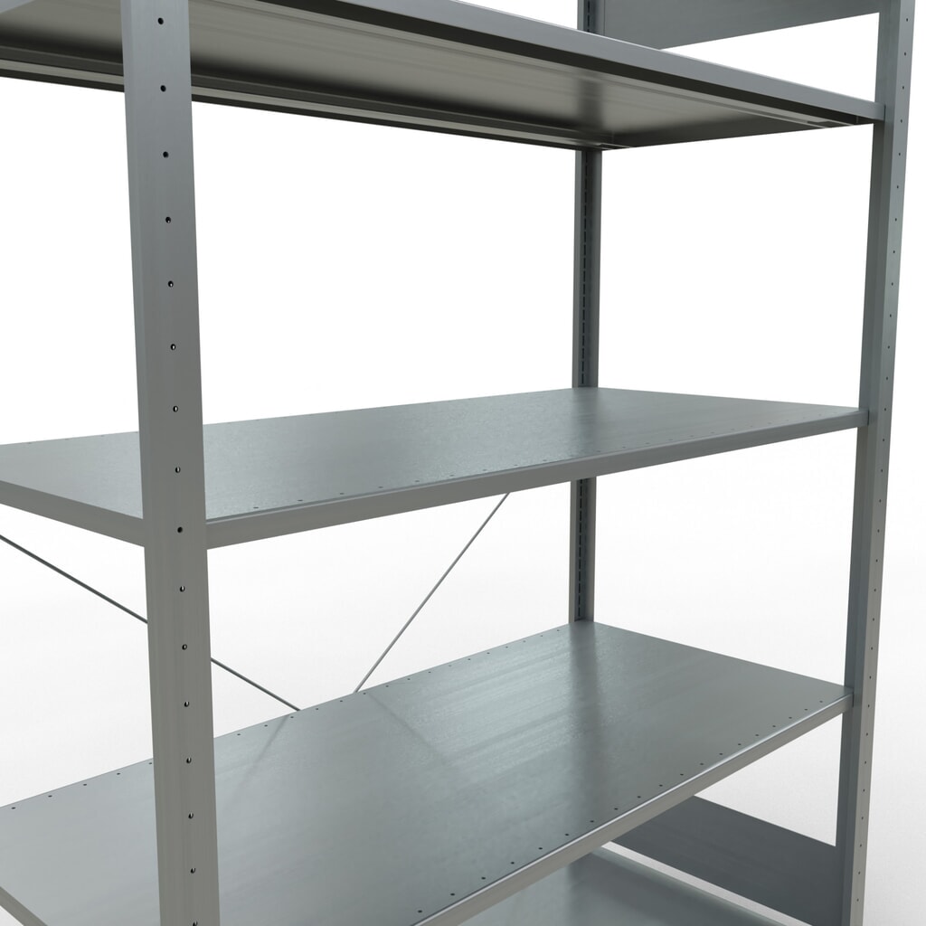 Číslo obrázku produktu 5: Policový regál SCHULTE, pozink, 5 polic z ocelového plechu, nosnost police 150 kg, VxŠxH 2000 x 1360 x 636 mm
