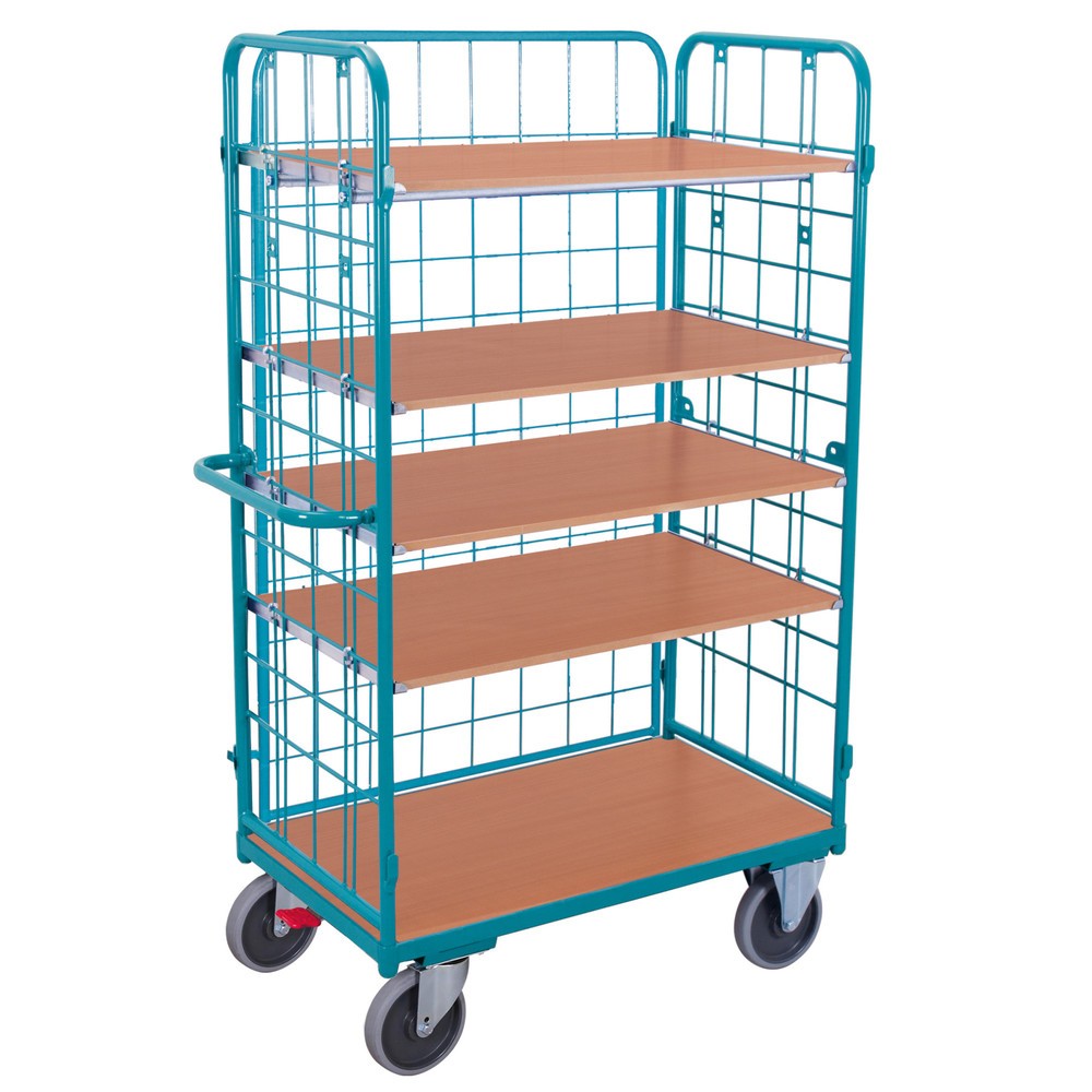 Číslo obrázku produktu 1: policový vozík Ameise®, s drátěnou síťovinou, uzavřený ze 3 stran, 5 úrovní 1 200 x 800 mm