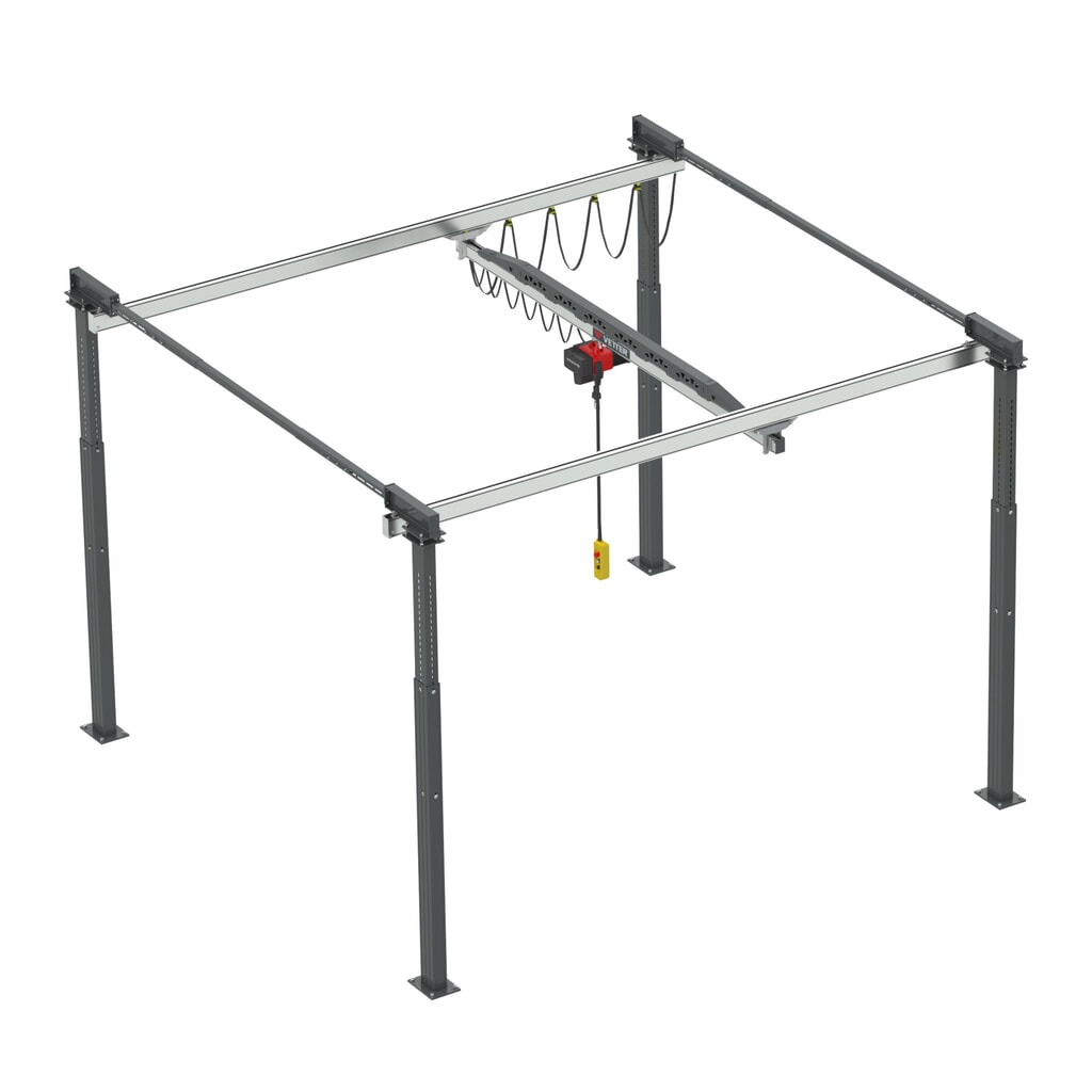 Portálový jeřáb VETTER ErgoLine® na dvou kolejnicích, dosah výložníku 2420 mm, nosnost 125 kg Obrázek produktu: Portálový jeřáb VETTER ErgoLine® na dvou kolejnicích, dosah výložníku 2420 mm, nosnost 125 kg