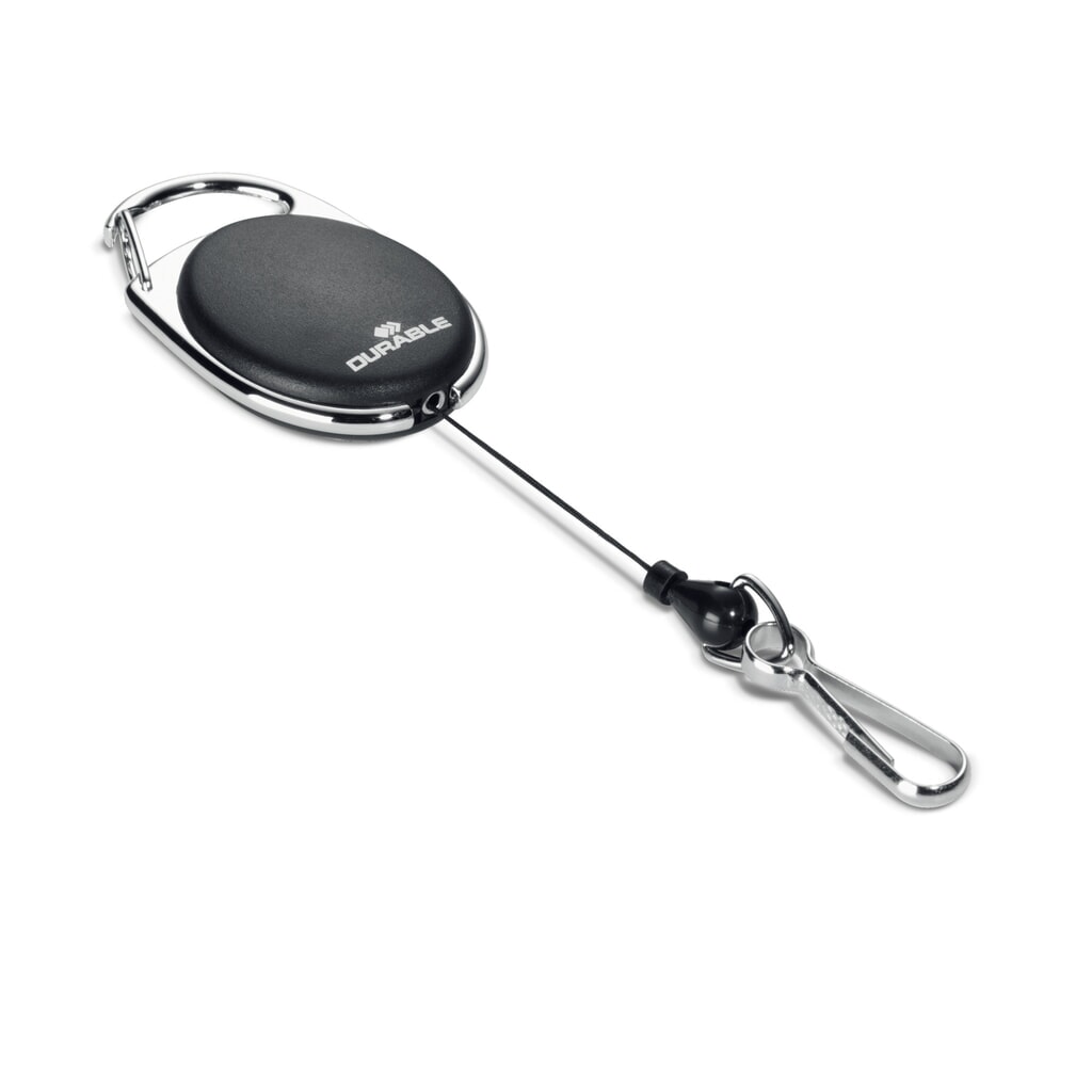 Pouzdro na karty s navijákem DURABLE Style, černá Obrázek produktu: Pouzdro na karty s navijákem DURABLE Style, černá