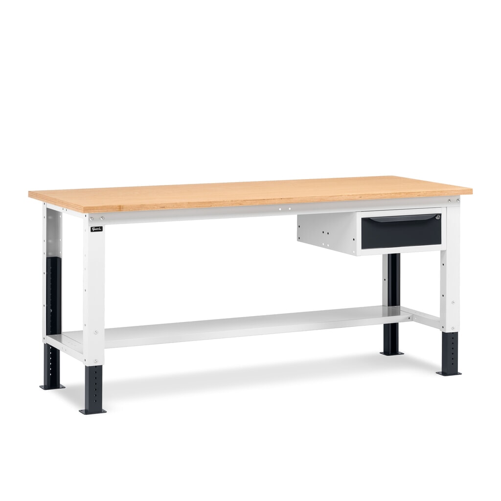 Pracovní stůl Fami, konstrukční výška kově nastavitelný a 1 zásuvka, nosnost 1 000 kg, VxŠxH 740-1,110 x 2 000 x 750 mm, RAL 7035 světle šedá/RAL 7016 antracitová šedá Číslo obrázku produktu 1: Pracovní stůl Fami, konstrukční výška kově nastavitelný a 1 zásuvka, nosnost 1 000 kg, VxŠxH 740-1,110 x 2 000 x 750 mm, RAL 7035 světle šedá/RAL 7016 antracitová šedá