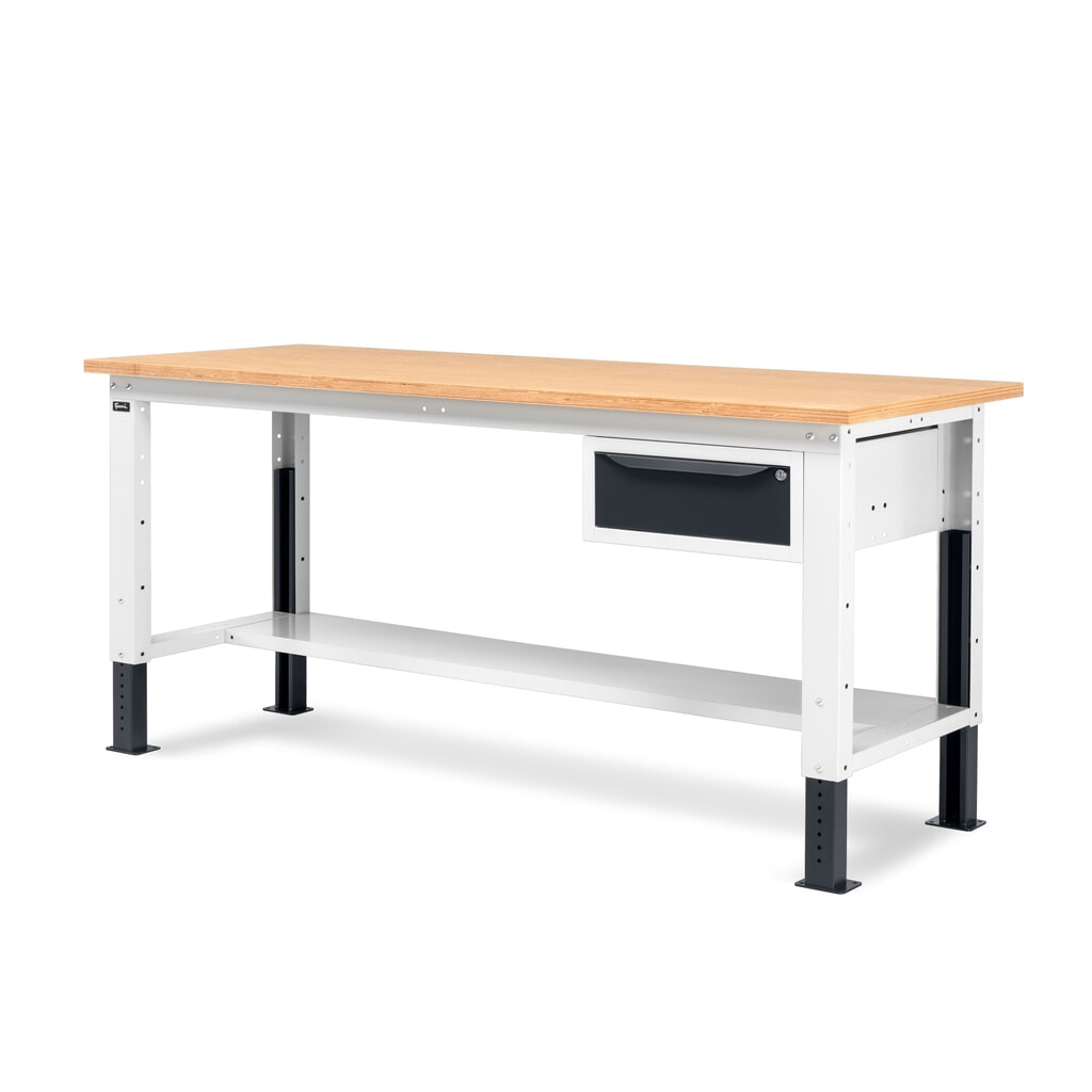 Pracovní stůl Fami, konstrukční výška kově nastavitelný a 1 zásuvka, nosnost 1 000 kg, VxŠxH 740-1,110 x 2 000 x 750 mm, RAL 7035 světle šedá/RAL 7016 antracitová šedá Číslo obrázku produktu 6: Pracovní stůl Fami, konstrukční výška kově nastavitelný a 1 zásuvka, nosnost 1 000 kg, VxŠxH 740-1,110 x 2 000 x 750 mm, RAL 7035 světle šedá/RAL 7016 antracitová šedá