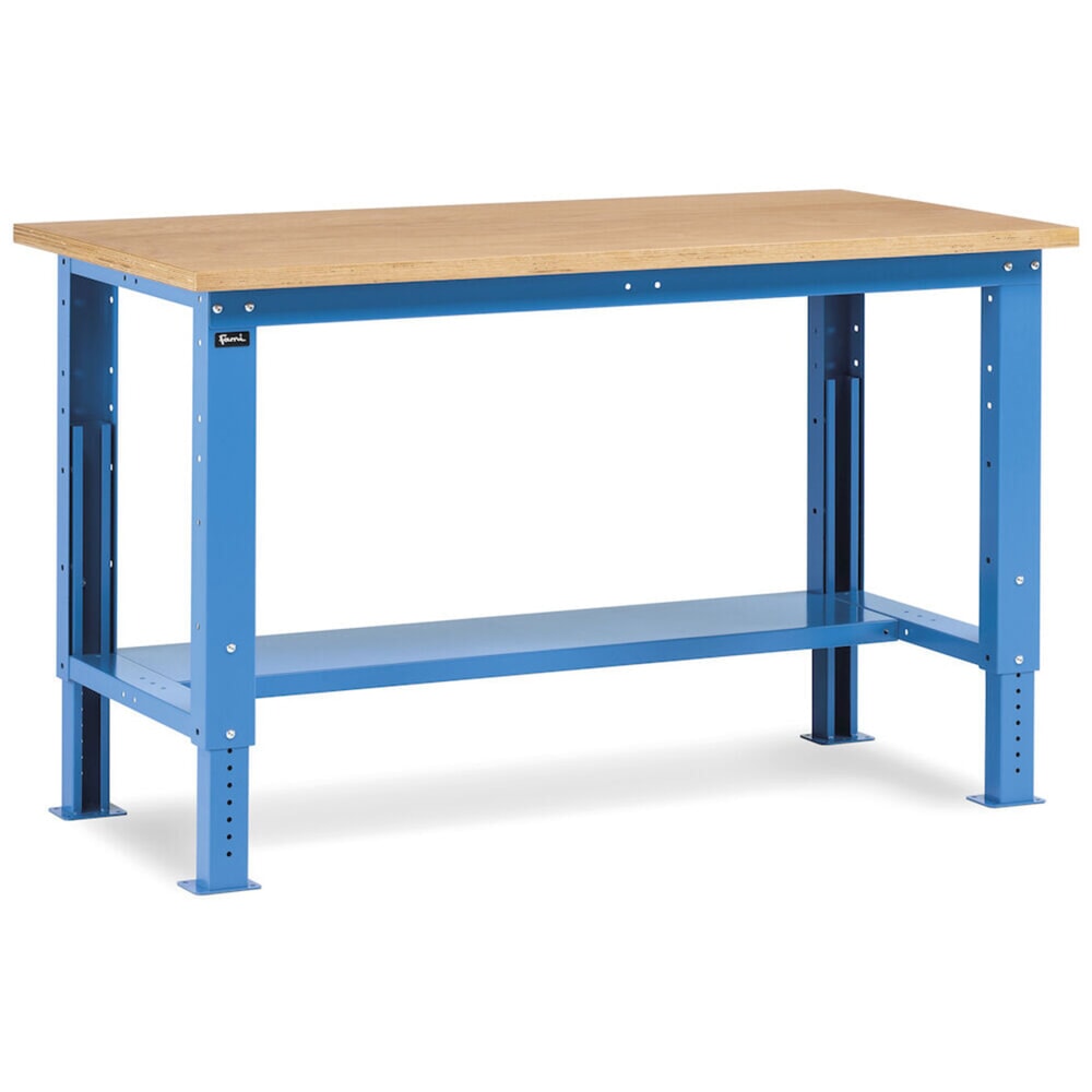 Číslo obrázku produktu 2: Pracovní stůl Fami, konstrukční výška kově nastavitelný, nosnost 1 000 kg, VxŠxH 740-1,110 x 1 500 x 750 mm, RAL 5012 světle modrá