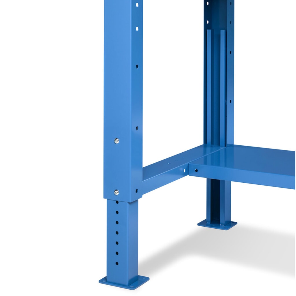 Pracovní stůl Fami, konstrukční výška kově nastavitelný, nosnost 1 000 kg, VxŠxH 740-1,110 x 2 000 x 750 mm, RAL 5012 světle modrá Číslo obrázku produktu 6: Pracovní stůl Fami, konstrukční výška kově nastavitelný, nosnost 1 000 kg, VxŠxH 740-1,110 x 2 000 x 750 mm, RAL 5012 světle modrá