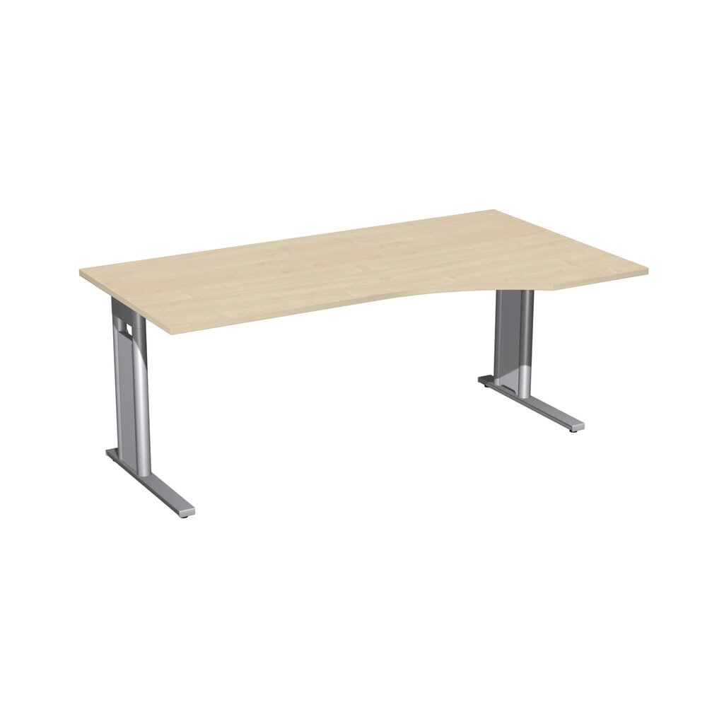 Číslo obrázku produktu 1: Kancelářský psací stůl Geramöbel Profi, rám s nohou C, počítačová deska stolu pravá, ŠxH 1 800 x 1 000 mm, javor