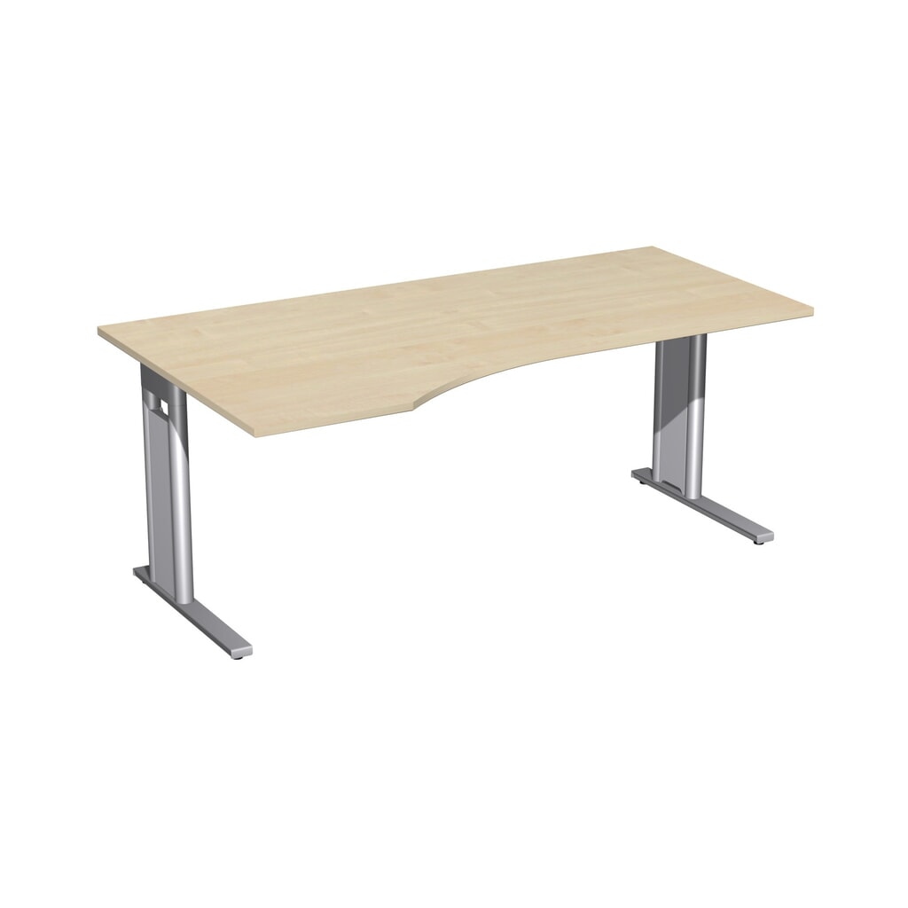 Obrázek produktu: Kancelářský psací stůl Geramöbel Profi, rám s nohou C, počítačová deska stolu vlevo, ŠxH 1 800 x 1 000 mm, javor