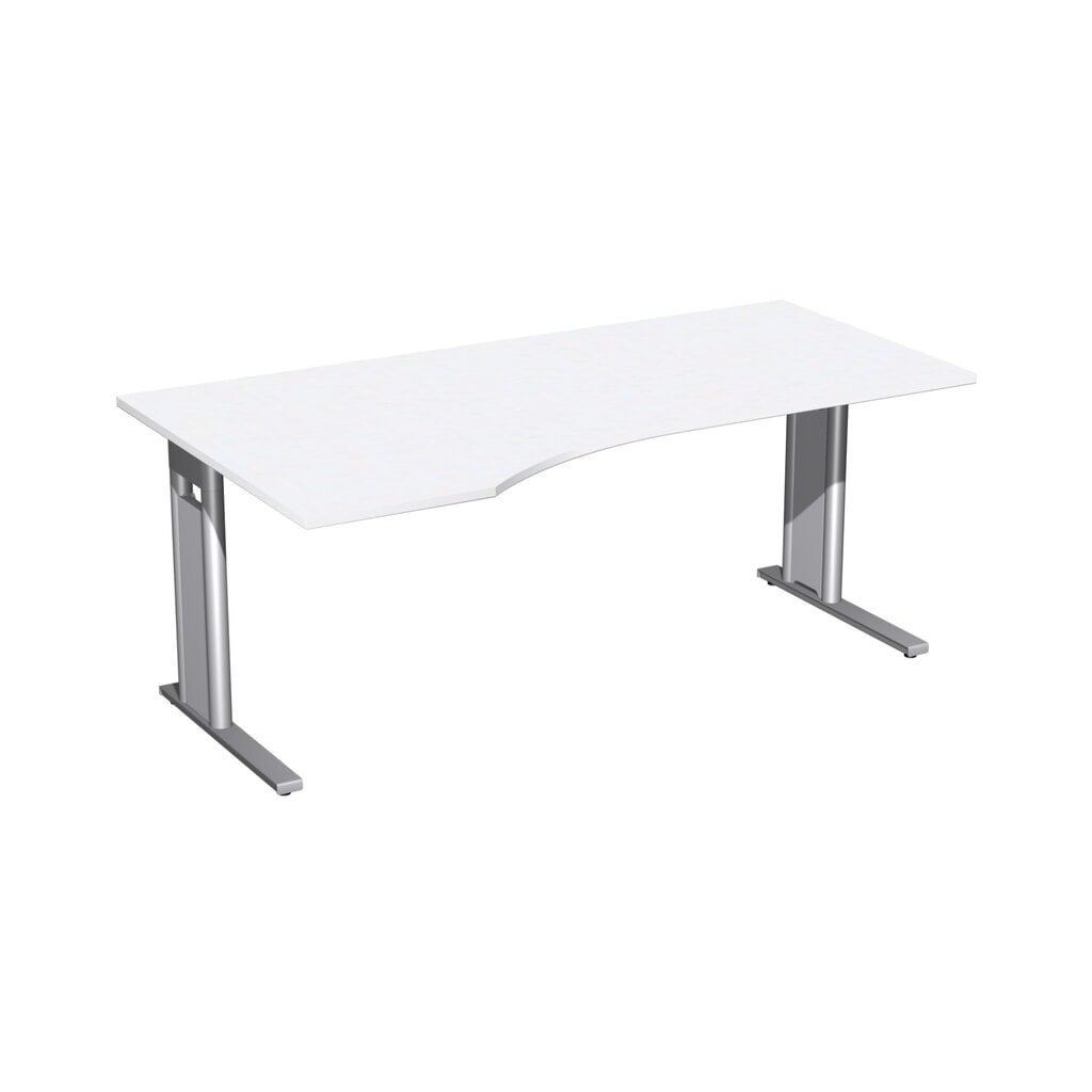 Obrázek produktu: Kancelářský psací stůl Geramöbel Profi, rám s nohou C, počítačová deska stolu vlevo, ŠxH 1 800 x 1 000 mm, bílý