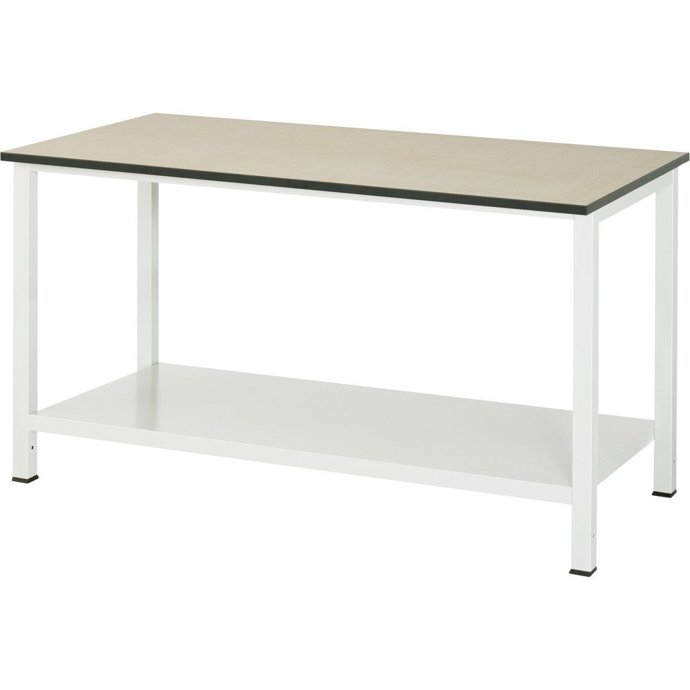 Obrázek produktu: Pracovní stůl RAU 900 s odkládací policí o hloubce 650 mm, VxŠxH 825 x 1 500 x 800 mm, pracovní deska MDF