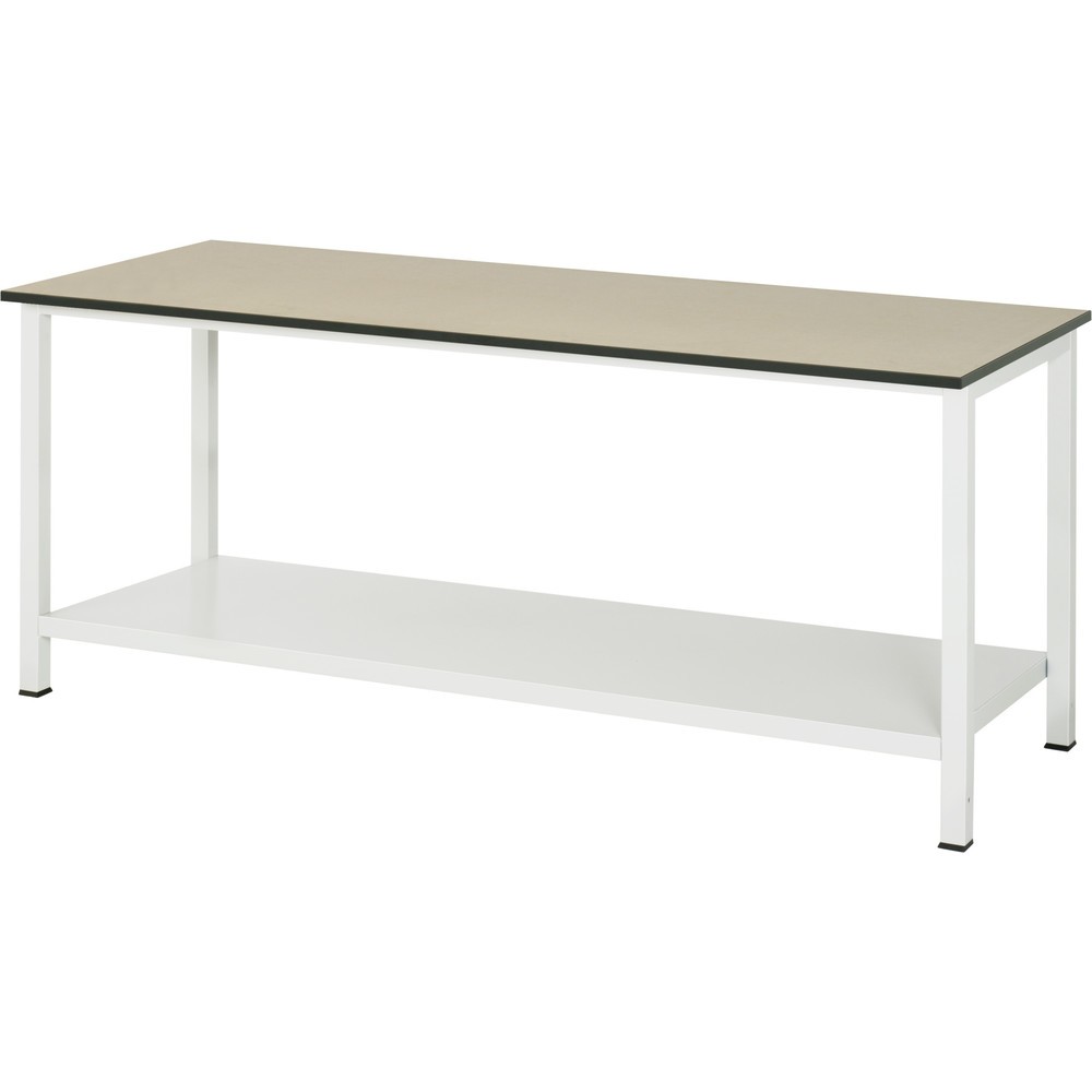 Obrázek produktu: Pracovní stůl RAU 900 s odkládací policí o hloubce 650 mm, VxŠxH 825 x 2 500 x 800 mm, pracovní deska MDF