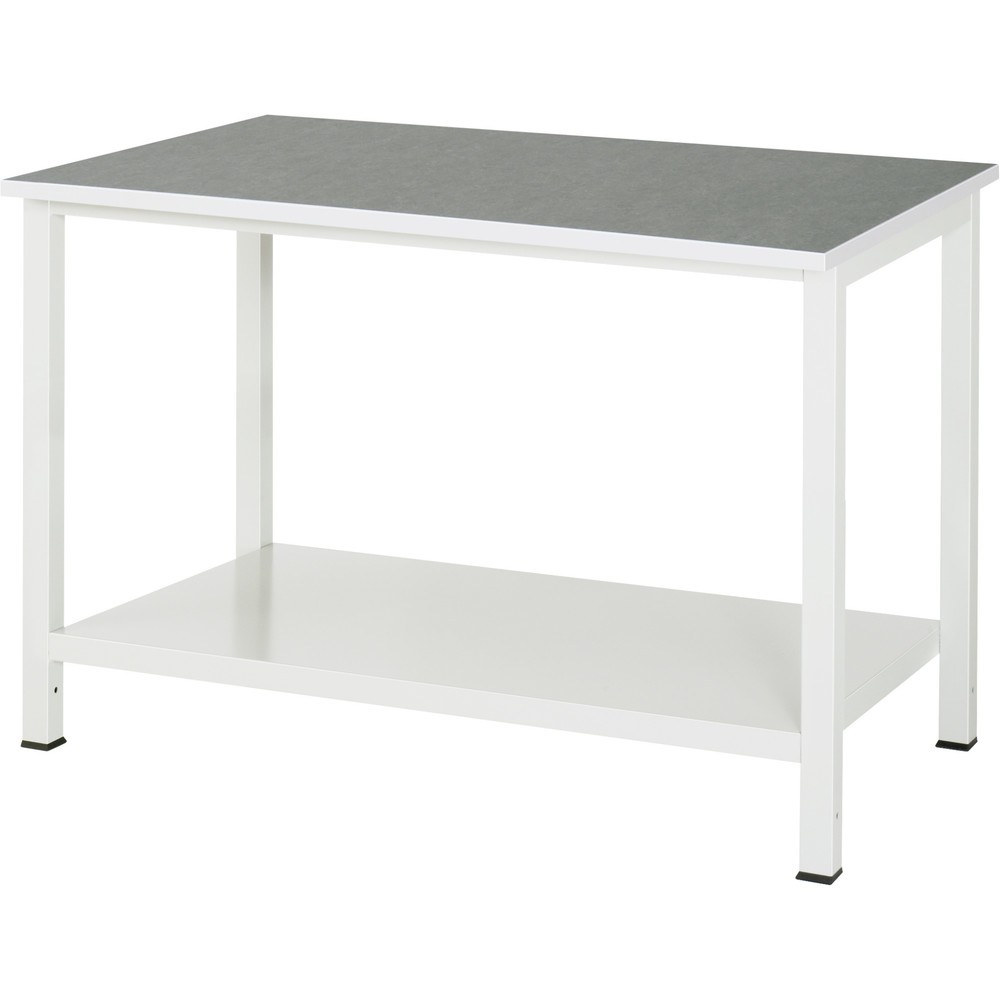 Obrázek produktu: Pracovní stůl RAU 900 s odkládací policí o hloubce 650 mm, VxŠxH 825 x 1 250 x 800 mm, pracovní deska s povrchem Universal/linoleum