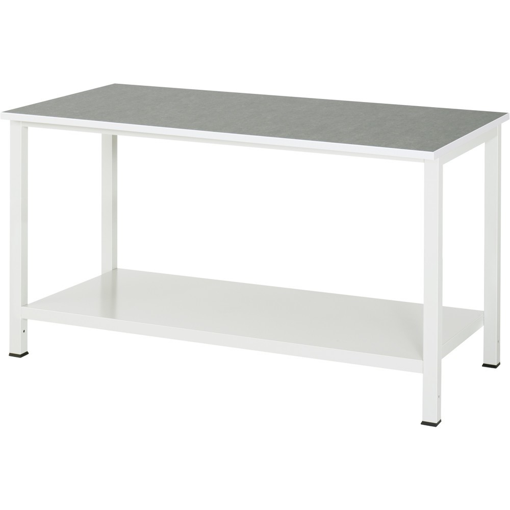 Obrázek produktu: Pracovní stůl RAU 900 s odkládací policí o hloubce 650 mm, VxŠxH 825 x 1 500 x 800 mm, pracovní deska s povrchem Universal/linoleum