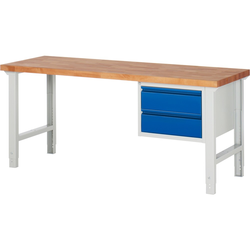 Číslo obrázku produktu 1: Pracovní stůl RAU řada 7000, 1 kontejnery, VxŠxH 790-1140 x 2000 x 700 mm, 2x zásuvka s výsuvem 90 %, 2 x 180 mm