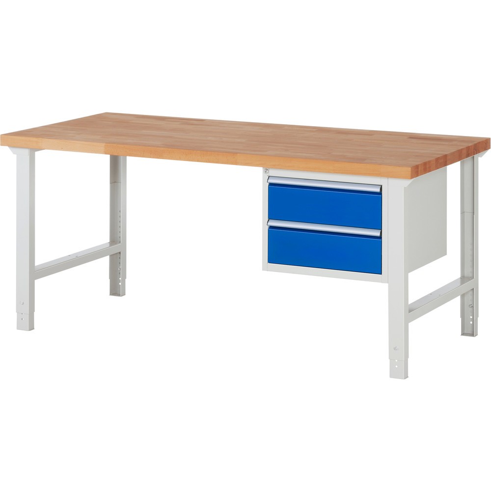 Číslo obrázku produktu 1: Pracovní stůl RAU řada 7000, 1 kontejnery, VxŠxH 790-1140 x 2000 x 900 mm, 2x zásuvka s výsuvem 90 %, 2 x 180 mm