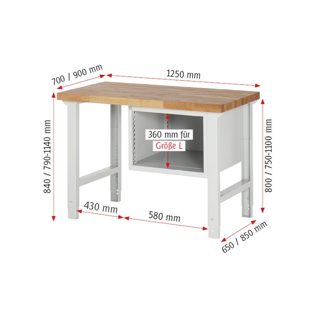 Pracovní stůl RAU řada 7000, 1 kontejner, VxŠxH 790-1140 x 1250 x 900 mm, 3x zásuvka s výsuvem 100 %, 1 x 60, 1 x 120, 1 x 180 mm Číslo obrázku produktu 7: Pracovní stůl RAU řada 7000, 1 kontejner, VxŠxH 790-1140 x 1250 x 900 mm, 3x zásuvka s výsuvem 100 %, 1 x 60, 1 x 120, 1 x 180 mm
