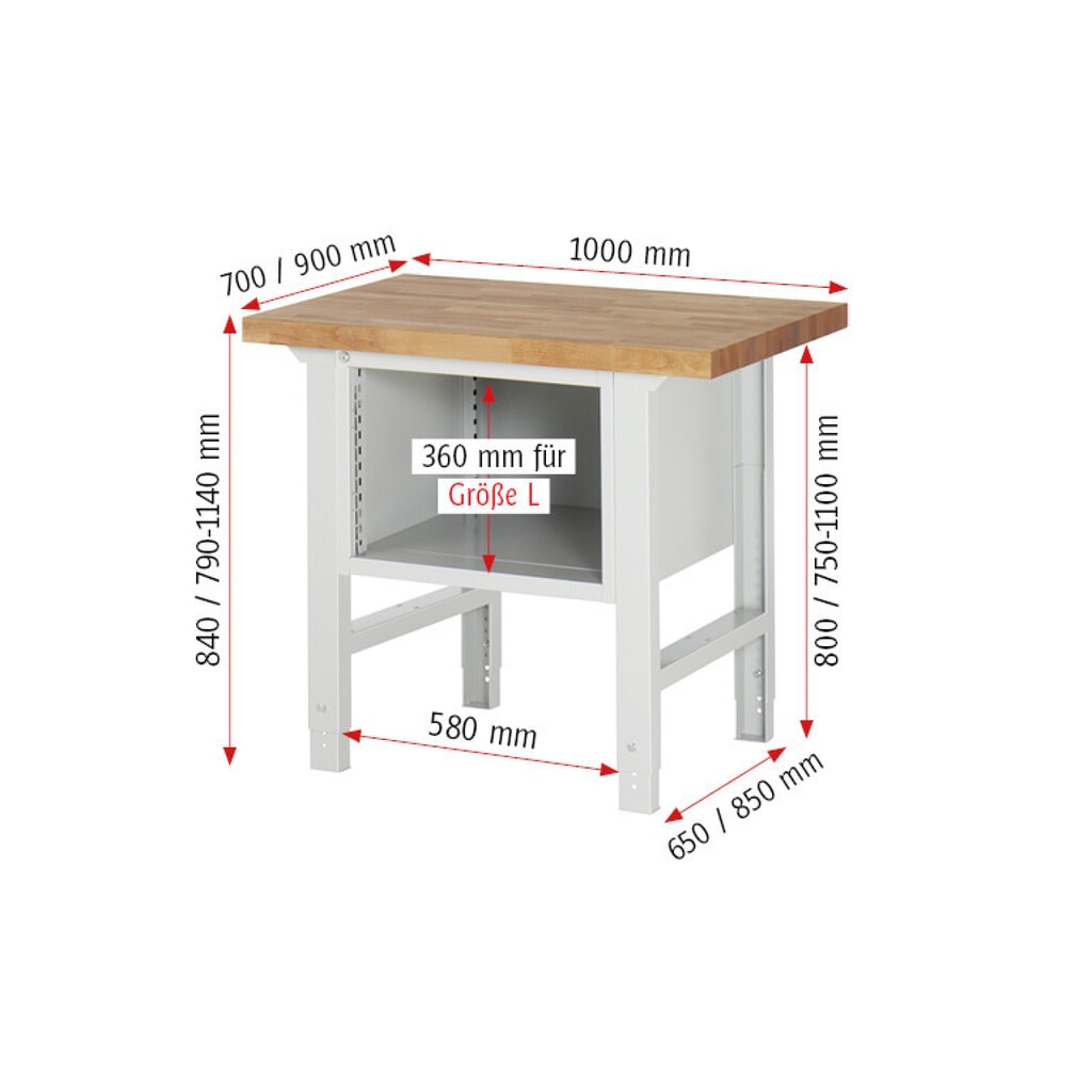 Pracovní stůl RAU řada 7000, 1 kontejner, VxŠxH 840 x 1000 x 900 mm, 3x zásuvka s výsuvem 90 %, 1 x 60, 1 x 120, 1 x 180 mm, nosnost zásuvky 100 kg Číslo obrázku produktu 5: Pracovní stůl RAU řada 7000, 1 kontejner, VxŠxH 840 x 1000 x 900 mm, 3x zásuvka s výsuvem 90 %, 1 x 60, 1 x 120, 1 x 180 mm, nosnost zásuvky 100 kg