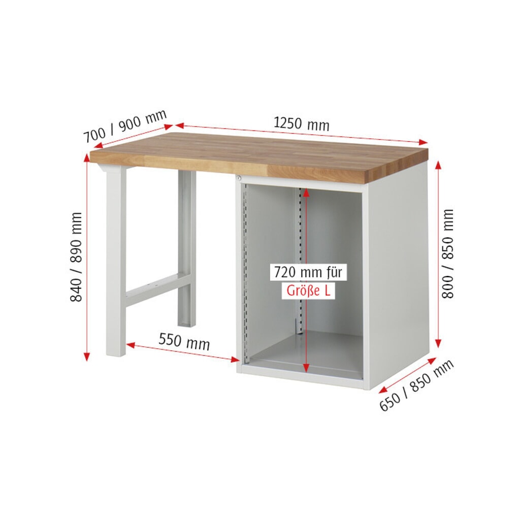 Pracovní stůl RAU řada 7000, 1 kontejner, VxŠxH 840 x 1250 x 700 mm, 5x zásuvka s výsuvem 100 %, 1 x 60, 1 x 90, 2 x 150, 1 x 270 mm, nosnost zásuvky 100 kg Číslo obrázku produktu 6: Pracovní stůl RAU řada 7000, 1 kontejner, VxŠxH 840 x 1250 x 700 mm, 5x zásuvka s výsuvem 100 %, 1 x 60, 1 x 90, 2 x 150, 1 x 270 mm, nosnost zásuvky 100 kg
