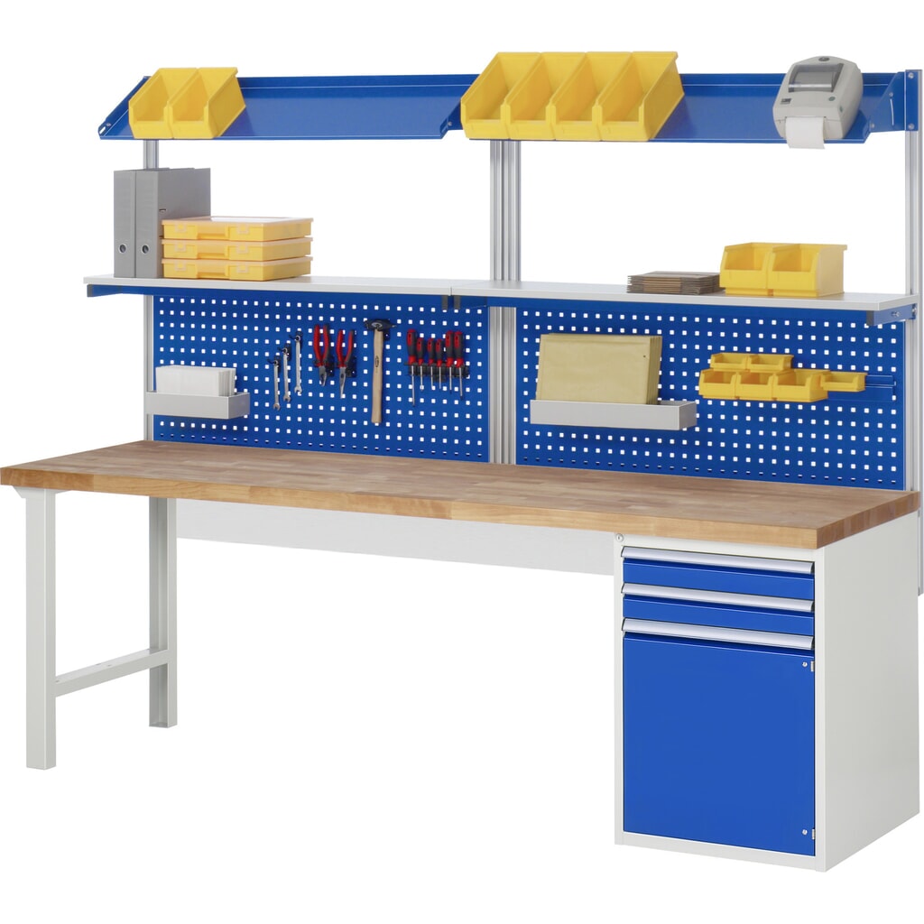 Číslo obrázku produktu 7: Pracovní stůl RAU řada 7000, 1 kontejner, VxŠxH 890 x 2500 x 700 mm, 3x zásuvka s výsuvem 100 %, 1 x 150, 1 x 210, 1 x 360 mm, nosnost zásuvky 100 kg